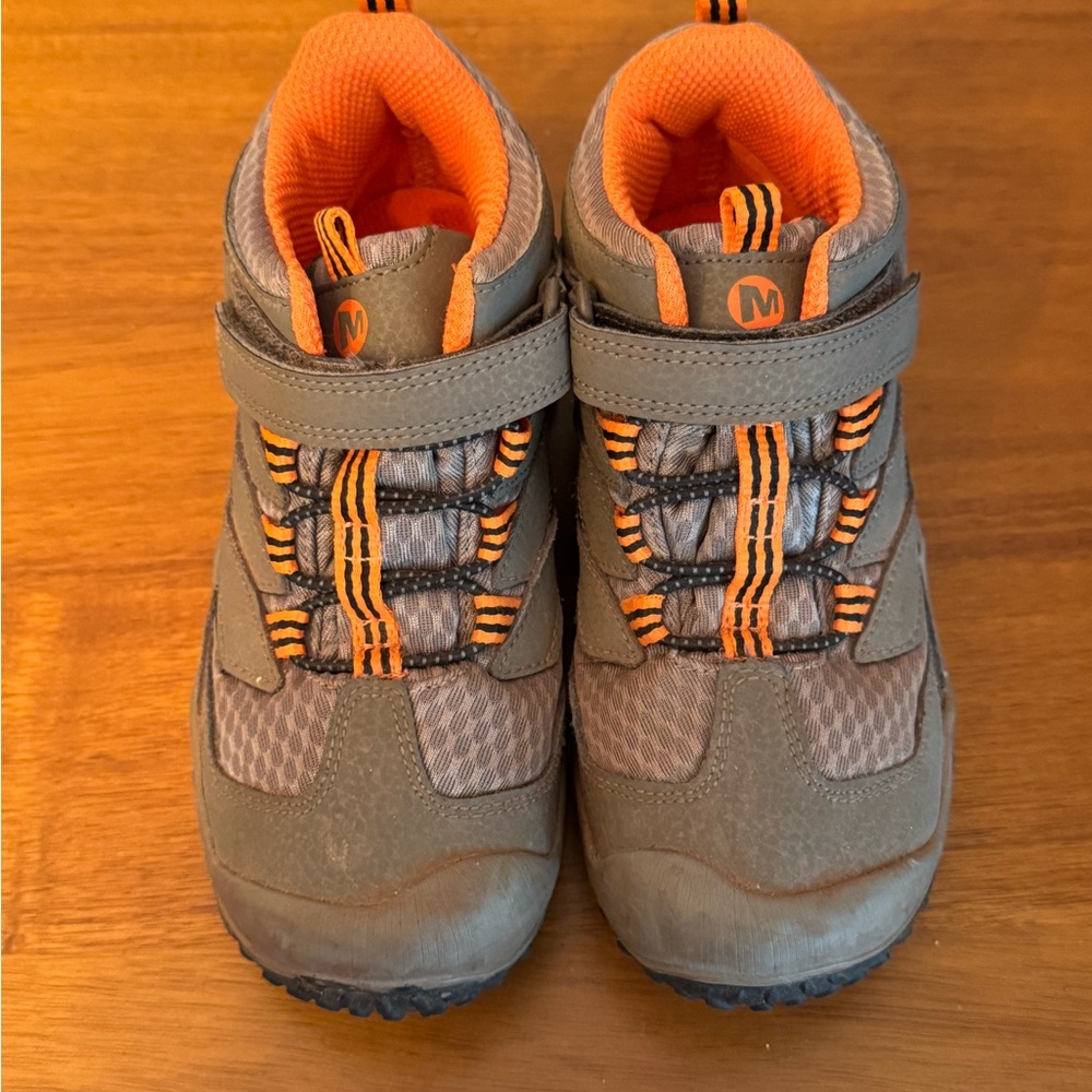 Merrel Kids Grey and Orange Hiking Boots Athletic Shoes - 13